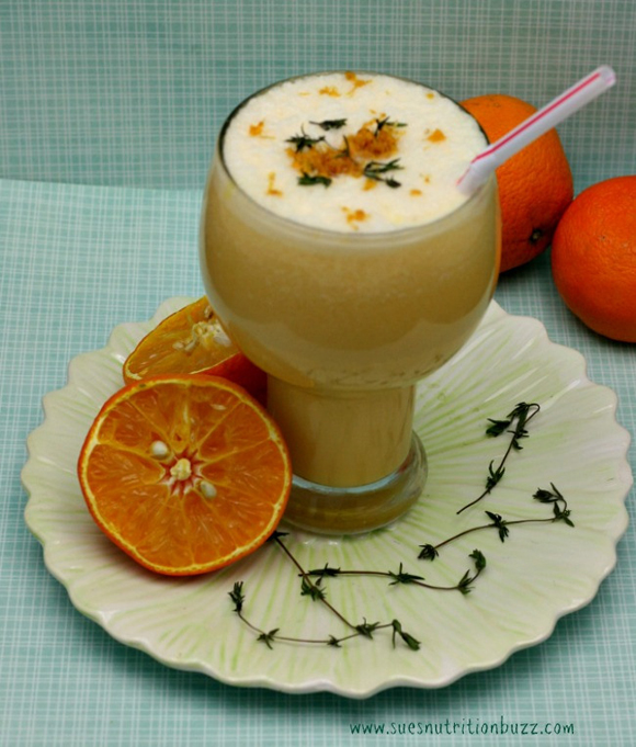 creamy orange julius with coconut milk and fresh herbs recipe picture sue's nutrition buzz