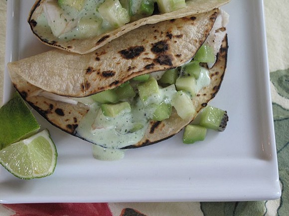 Fish Tacos with Kiwi, Avocado, and Jicama Salsa recipe