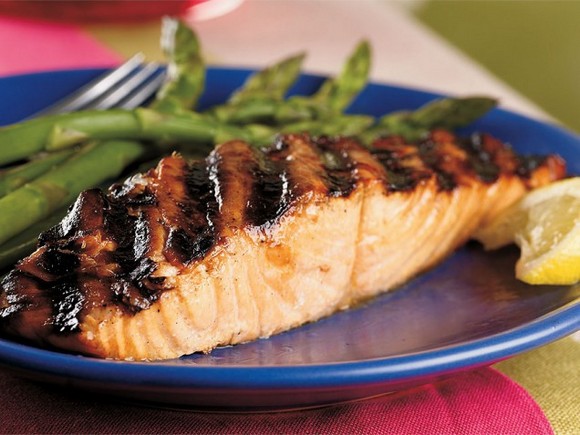 Grilled Salmon with Korean Barbecue Glaze recipe