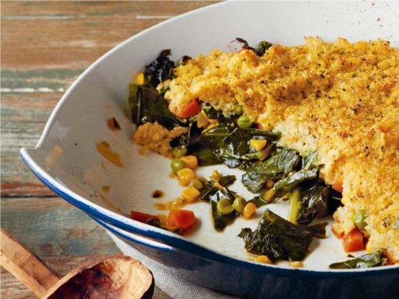 Heart-Healthy Deep Dish Greens with Millet Amaranth Crust recipe