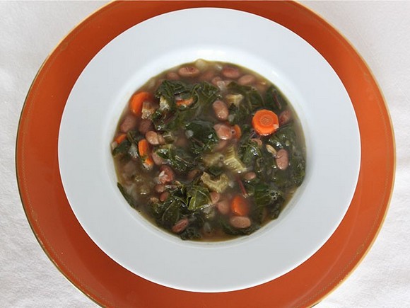 Hearty Soup with Beans, Greens and Grains recipe