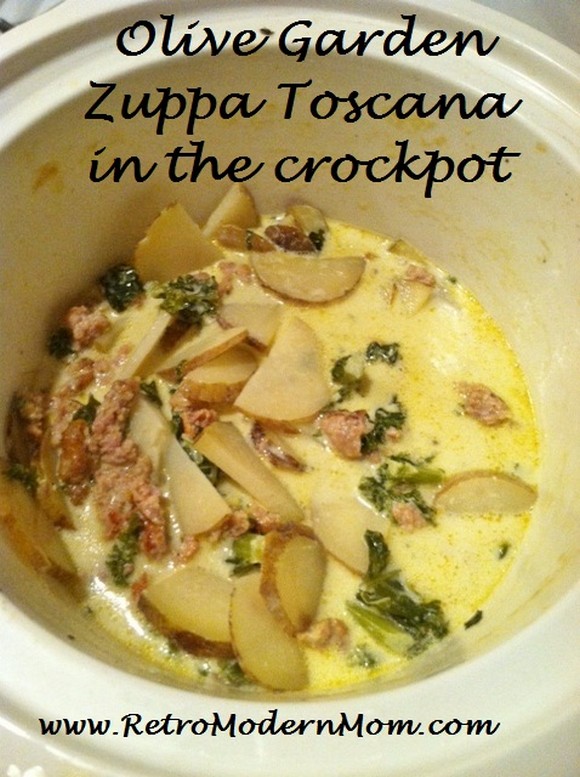Homemade Olive Garden Zuppa Toscana Soup (Crockpot Recipe) by Retro Modern Mom