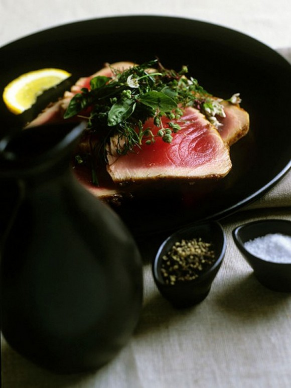 Miso Glazed Seared Tuna with Fresh Herb Salad recipe