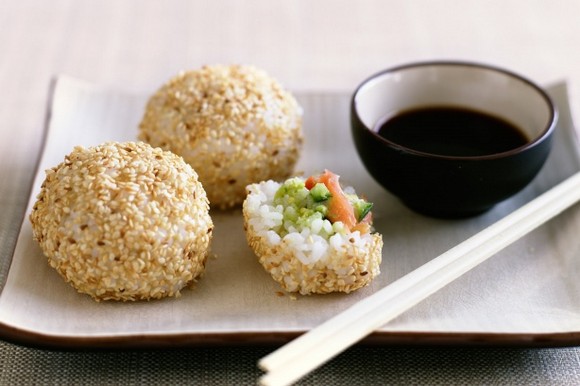 Salmon Avocado Rice Balls recipe by Taste