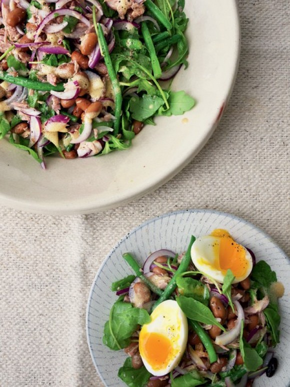 Tuna, Red Onion and Bean Salad with a Soft-boiled Egg recipe