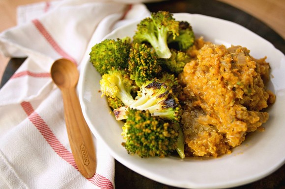 Creamy Pumpkin Sage Quinoa with Roasted Broccoli recipe photo