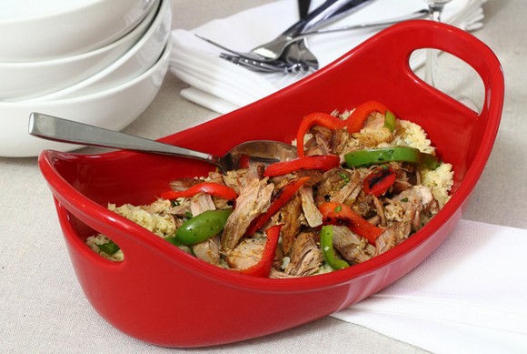Crockpot Green Chili Pork with Cilantro Lime Cauliflower Rice recipe photo