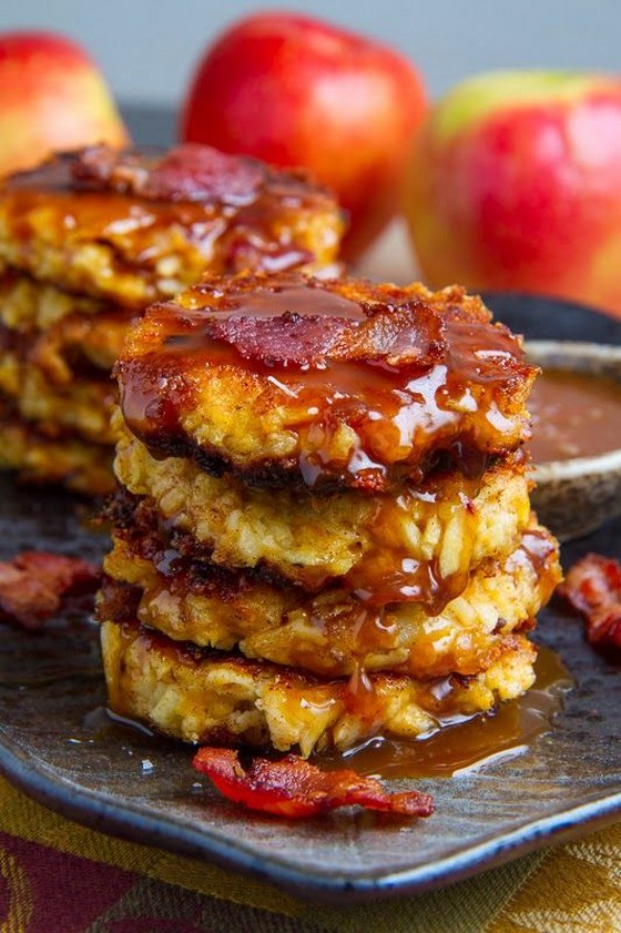 Apple, Cheddar and Bacon Fritters in Caramel Sauce recipe photo