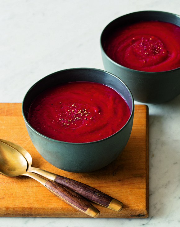 Caramelized Onion and Beet Soup recipe photo