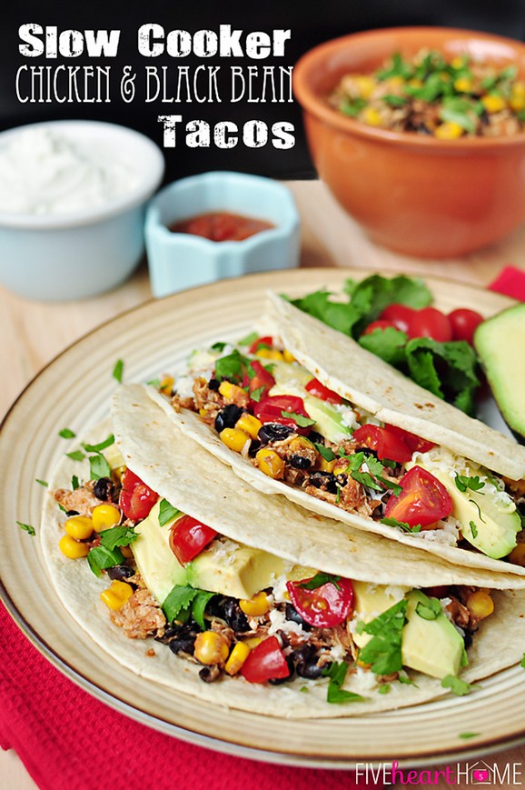 Slow Cooker Chicken & Black Bean Tacos recipe photo