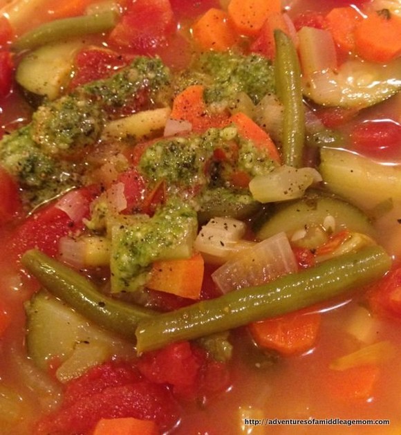 Weight Watchers Soup Topped With Pesto recipe photo