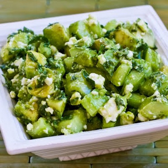 Cucumber and Avocado Salad with Lime, Mint, and Feta recipe