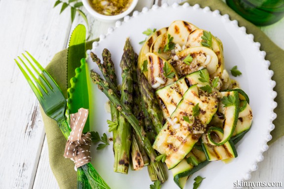 Grilled Asparagus, Green Apple, and Zucchini Salad with Mustard Vinaigrette recipe