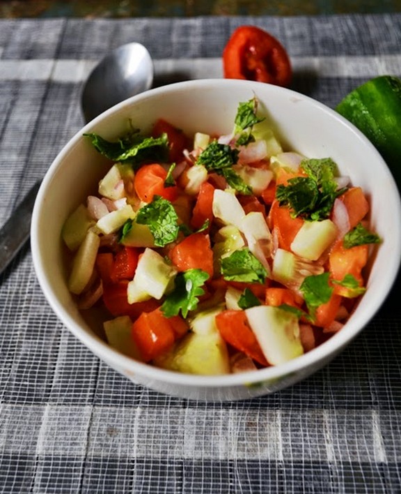 Kachumber (Indian Cucumber, Onion, Tomato Salad) recipe