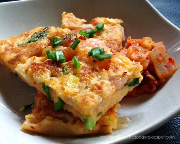Kimchi and Prawn Pancakes - Pajeon recipe