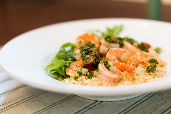 Grilled Prawn Salad Couscous Salad with Jalapeno Dressing