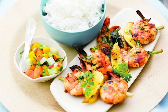 Grilled Prawns with Tropical Fruit Salsa