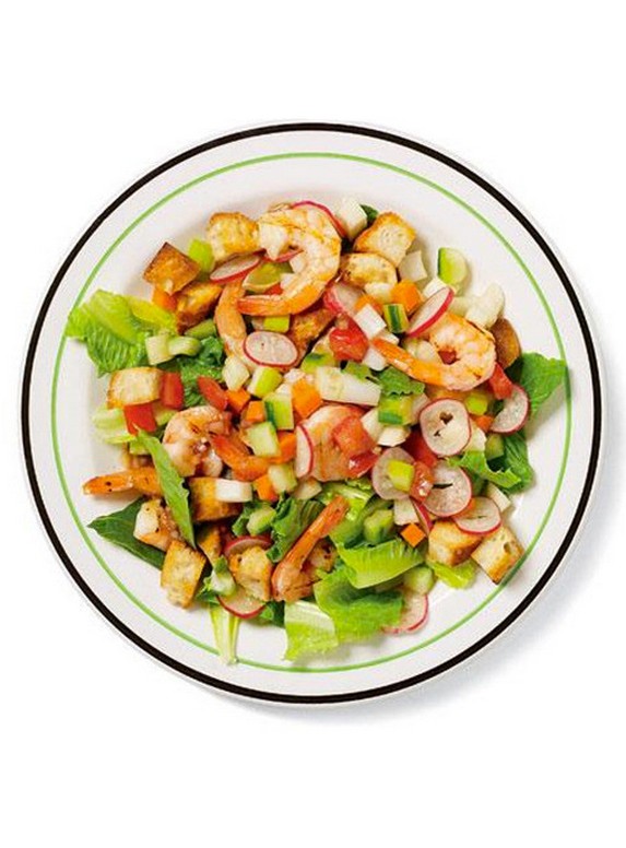 Summer Chopped Salad with Grilled Prawns