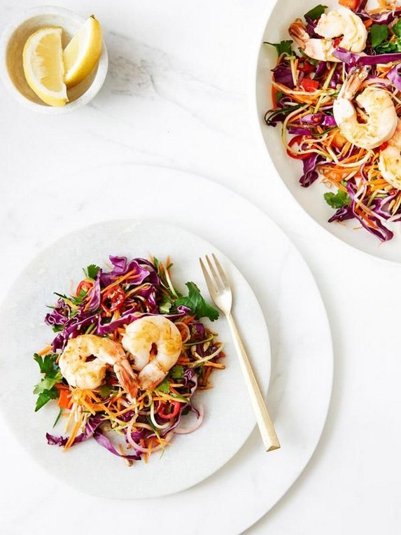 Vietnamese Coleslaw with Grilled Prawns