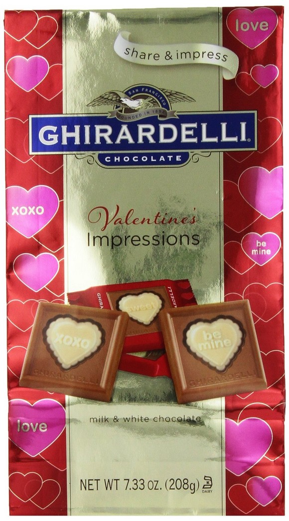 Ghirardelli Limited Edition Valentine's Impressions Squares Milk Chocolate, White, 7.33 Ounce
