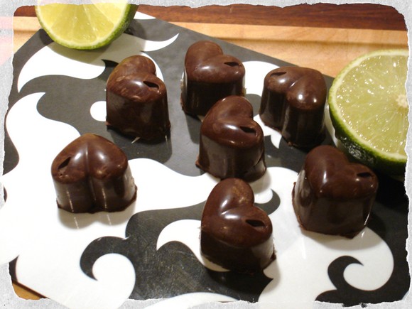 Homemade Chocolates with White Chocolate-Lime Filling