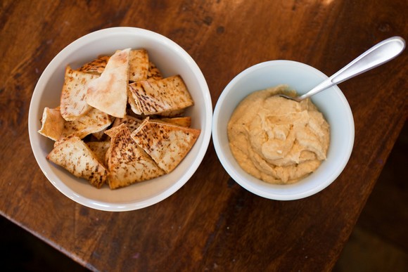 Homemade Hummus and Seasoned Baked Pita Chips