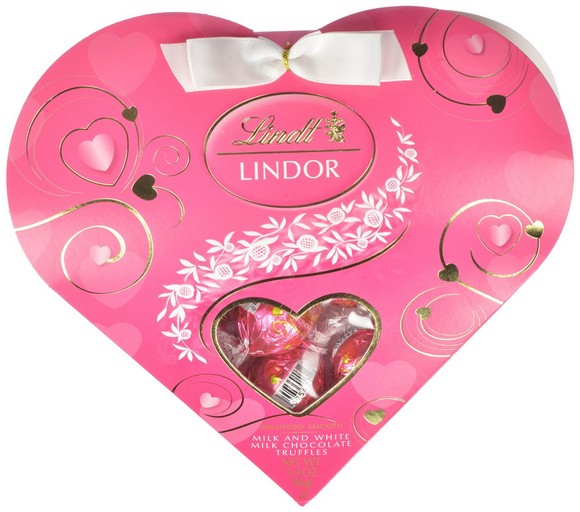 Lindt Valentine Lindor Truffles Gift Box, Milk with White Mini Heart, 3.4 Ounce