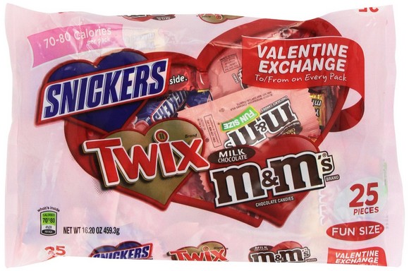Mars Valentine's Fun Size Chocolate Mix Variety Bag, 16.20-Ounce Packages (Pack of 4)