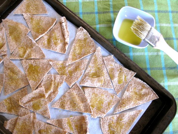Pita Chips with Labne Olive Oil Dip
