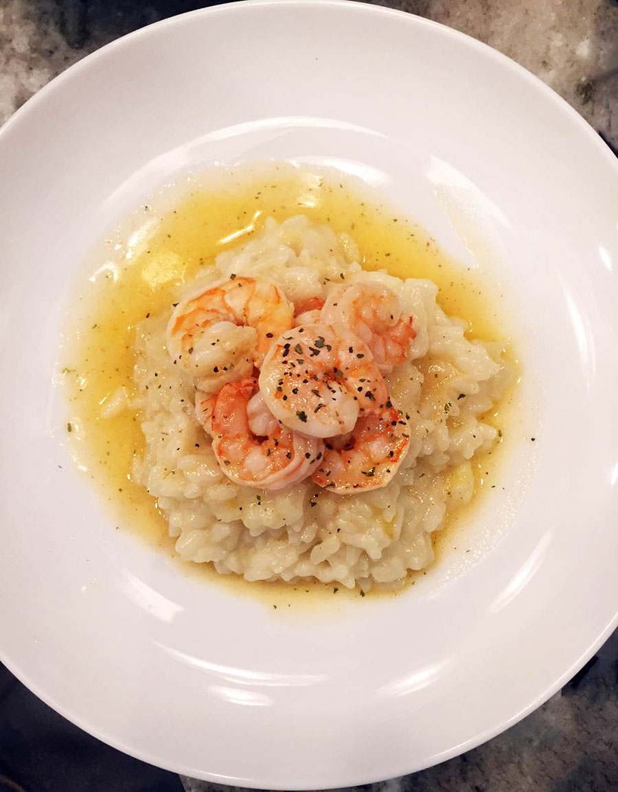 Classic shrimp scampi with risotto milanese recipe