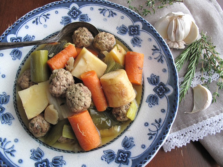 Slow Cooker Paleo Rustic Root Vegetable Soup with Meatballs