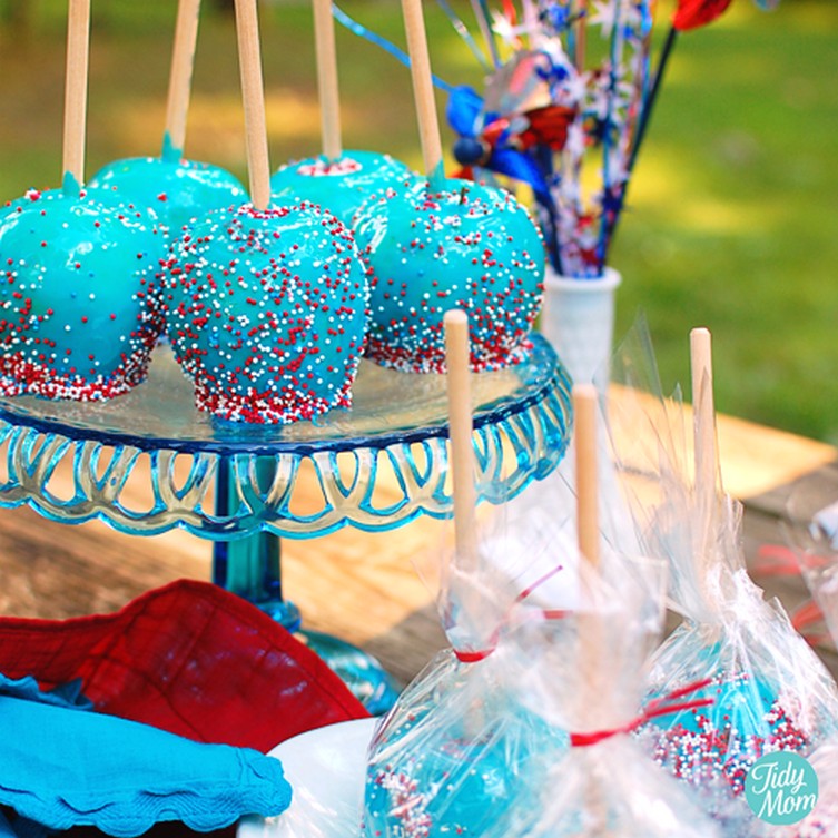 Red White & Blue Candy Apples