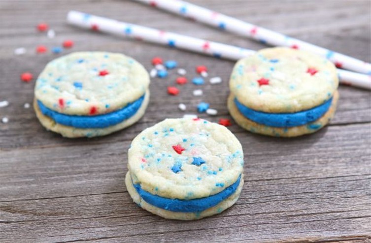 Red, White & Blue Funfetti Sandwich Cookies