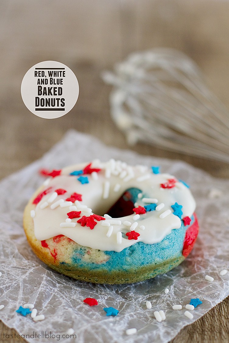 Red, White and Blue Baked Donuts