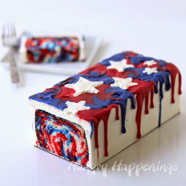 Red, White and Blue Tie-Dye Cake