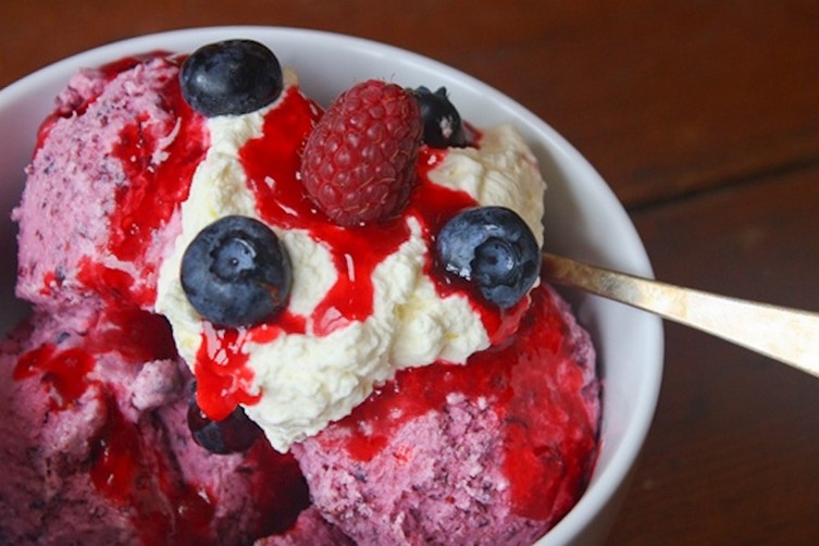 Red, White and Blueberry Ice Cream