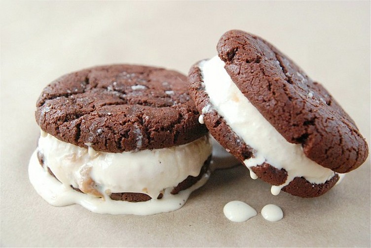 Chocolate Sea Salt Cookie & Dulce De Leche Ice Cream Sandwiches