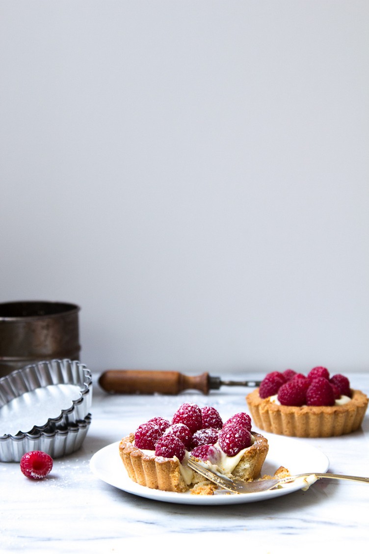 Raspberry Tarts with Almond Crust and Creme Patissiere