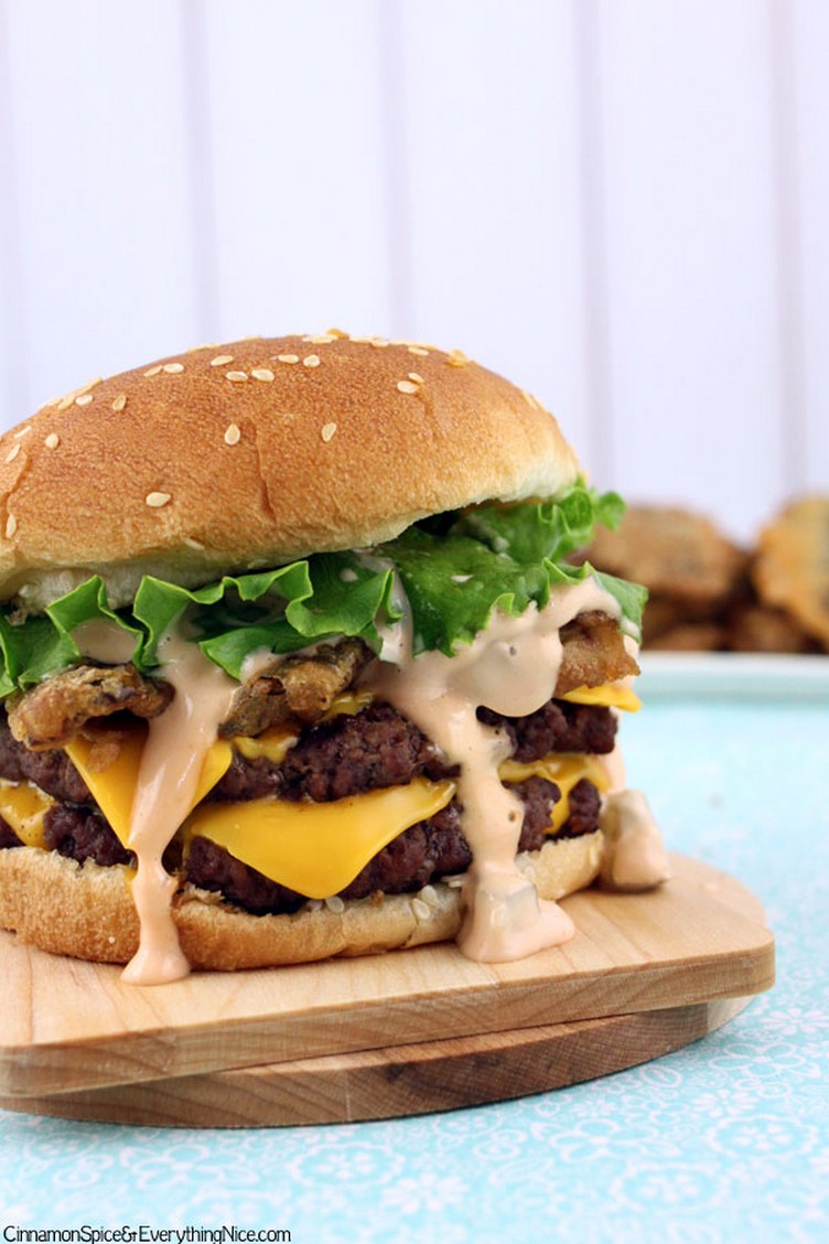 Fried Pickle Double Cheeseburgers with Big Mac Sauce