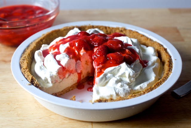 http://smittenkitchen.com/blog/2015/06/strawberry-cheesecake-ice-cream-pie/