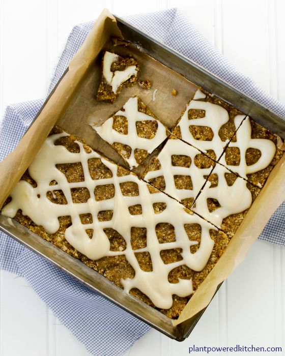 Pumpkin Spice Bars with Maple Frosting Drizzle (vegan, gluten-free, nut-free, oil-free)
