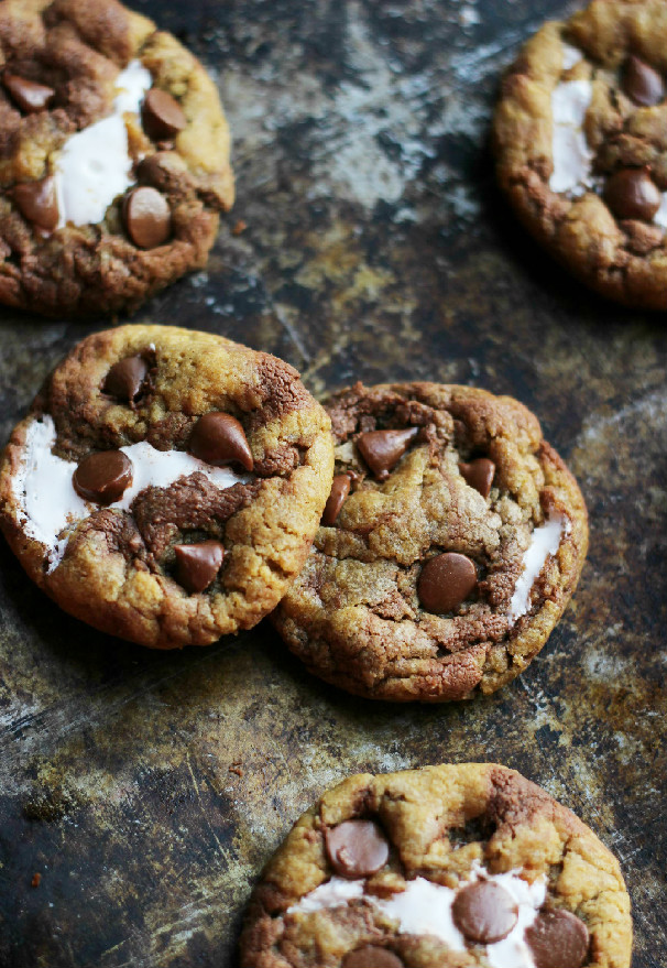 Brown Butter Pumpkin Nutella Chip S'mores Cookies