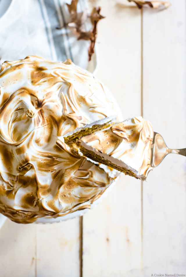 Pumpkin Cake with Ginger Chocolate and Meringue