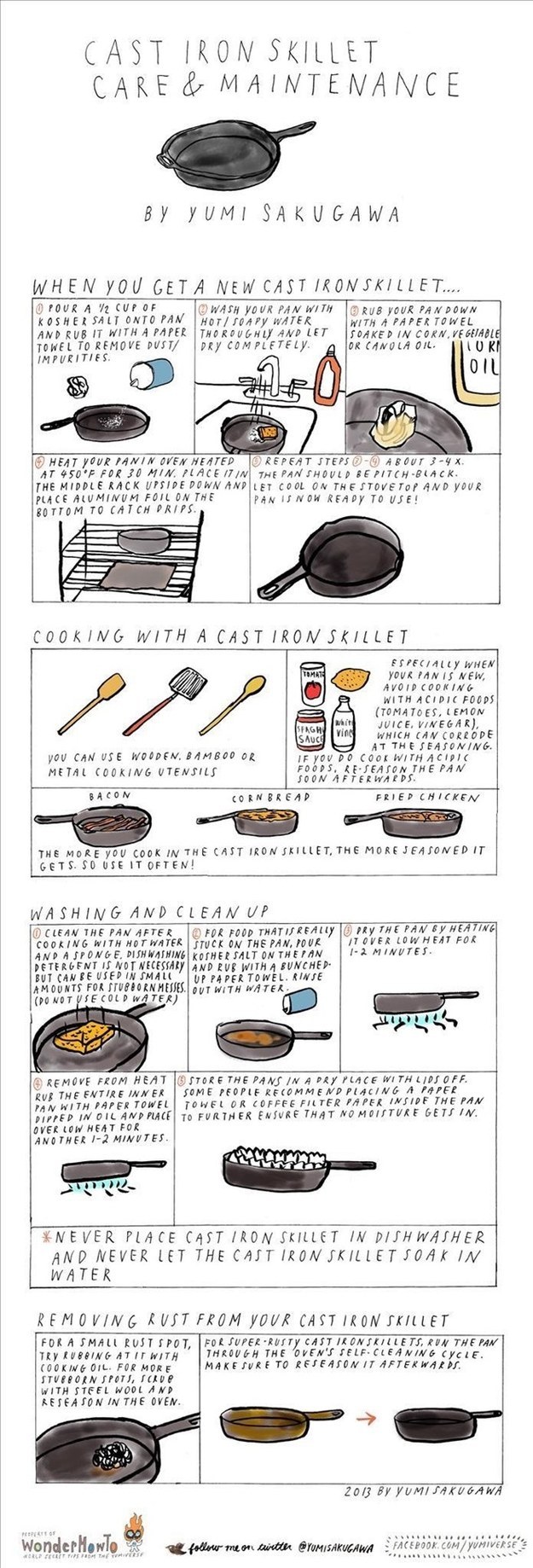 For cooking with and maintaining a cast iron skillet