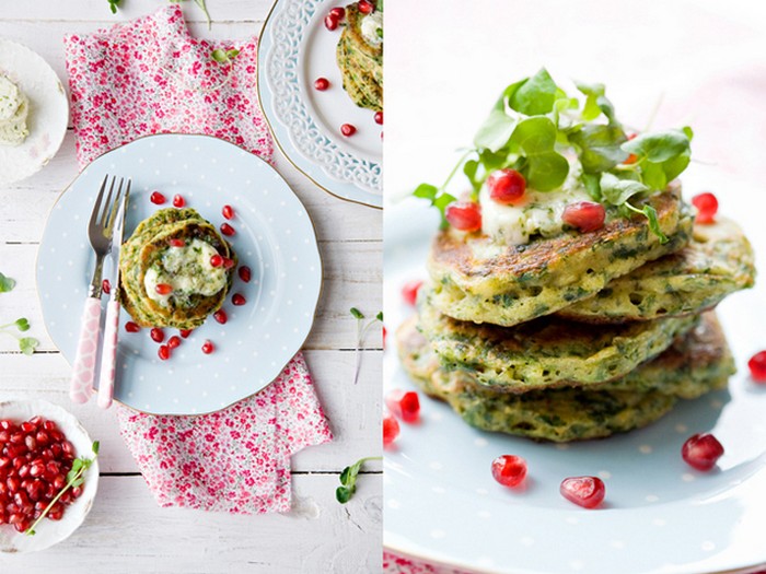 Green Pancakes With Lime-Cilantro Butter