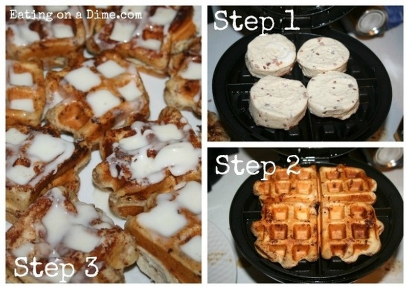 Place cinnamon rolls in the waffle maker for Christmas morning