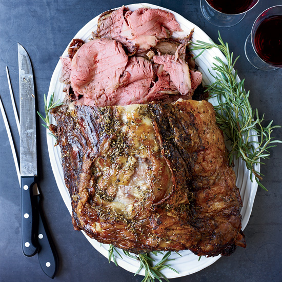 Rosemary Pepper Beef Rib Roast with Porcini Jus