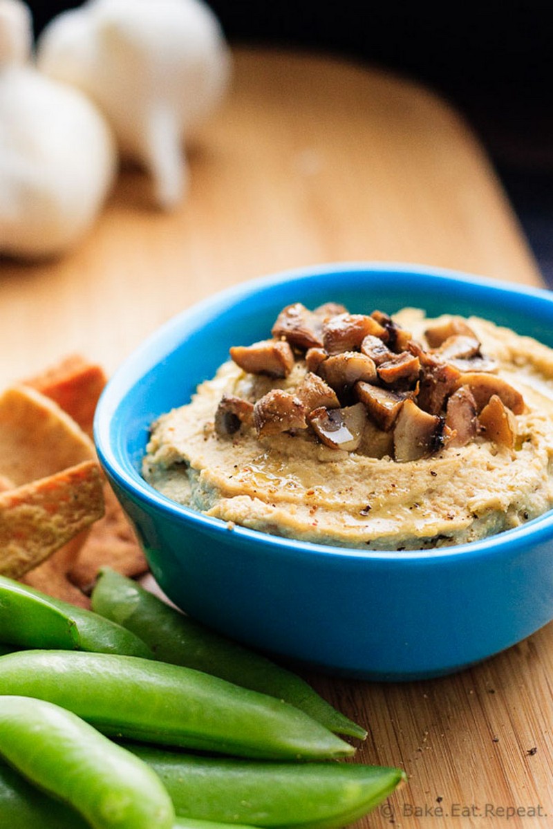 Mushroom and Roasted Garlic Hummus Recipe - Cupcakes & Kale Chips