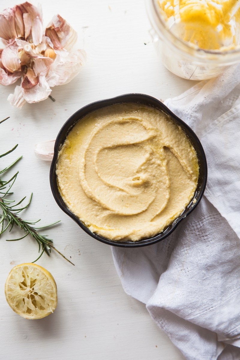 Roasted Garlic & Rosemary Hummus Recipe - Wallflower Kitchen