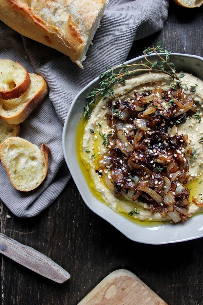 Roasted Garlic, Thyme & Caramelized Onion Hummus Recipe - Lyndsey Eden